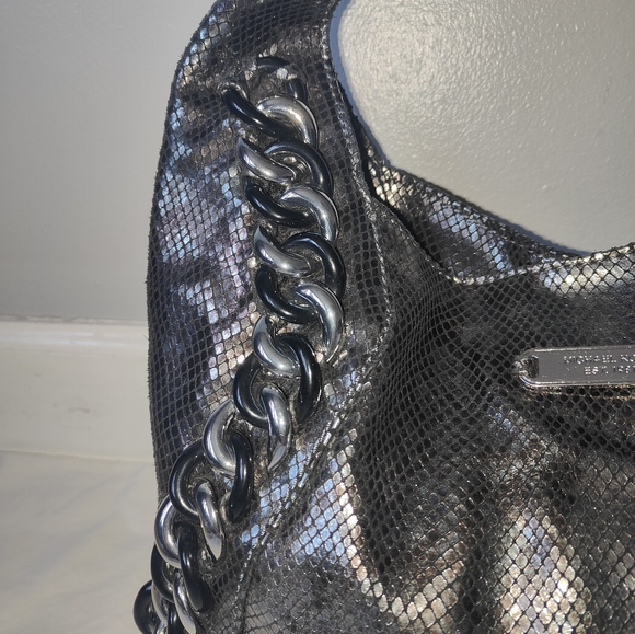 Authentic $448 Michael Kors Gunmetal Python Snakeskin Genuine Leather Pu… - Picture 4 of 16